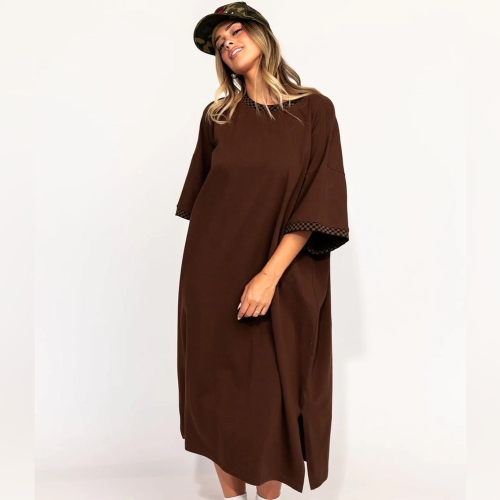 Frankie Dress in Mocha + Checkerboard
